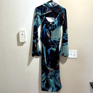 Blue/combo mesh dress 2x